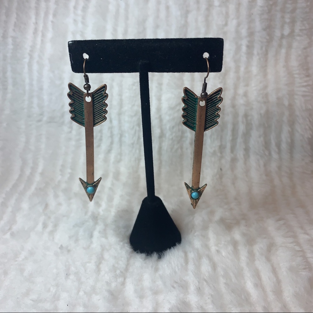 Copper Cupid's Arrow Drop Earrings